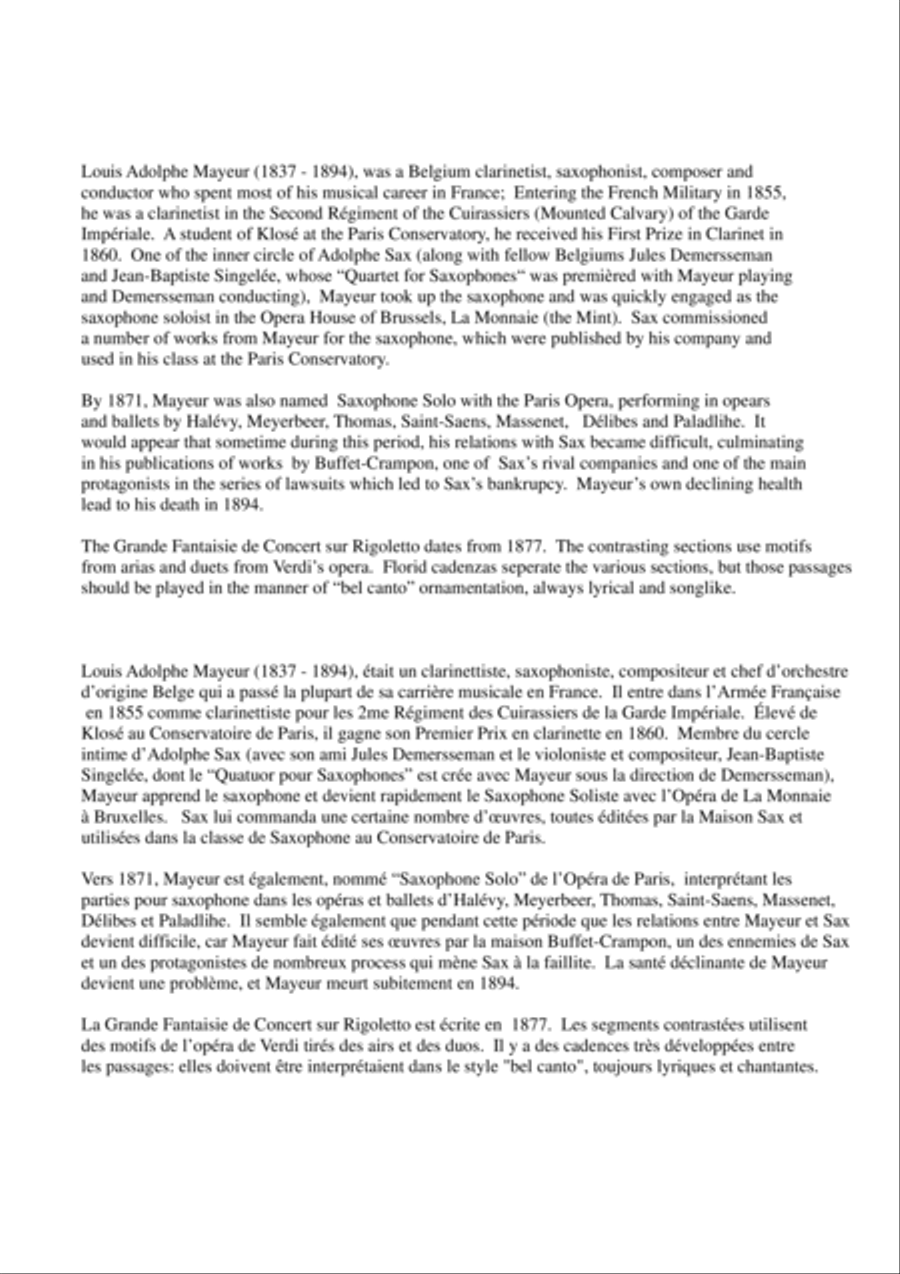 Louis Mayeur: Grande Fantaisie de Concert sur Rigoletto (de Verdi) for alto saxophone and concert b Concert Band scores gallery preview page 2