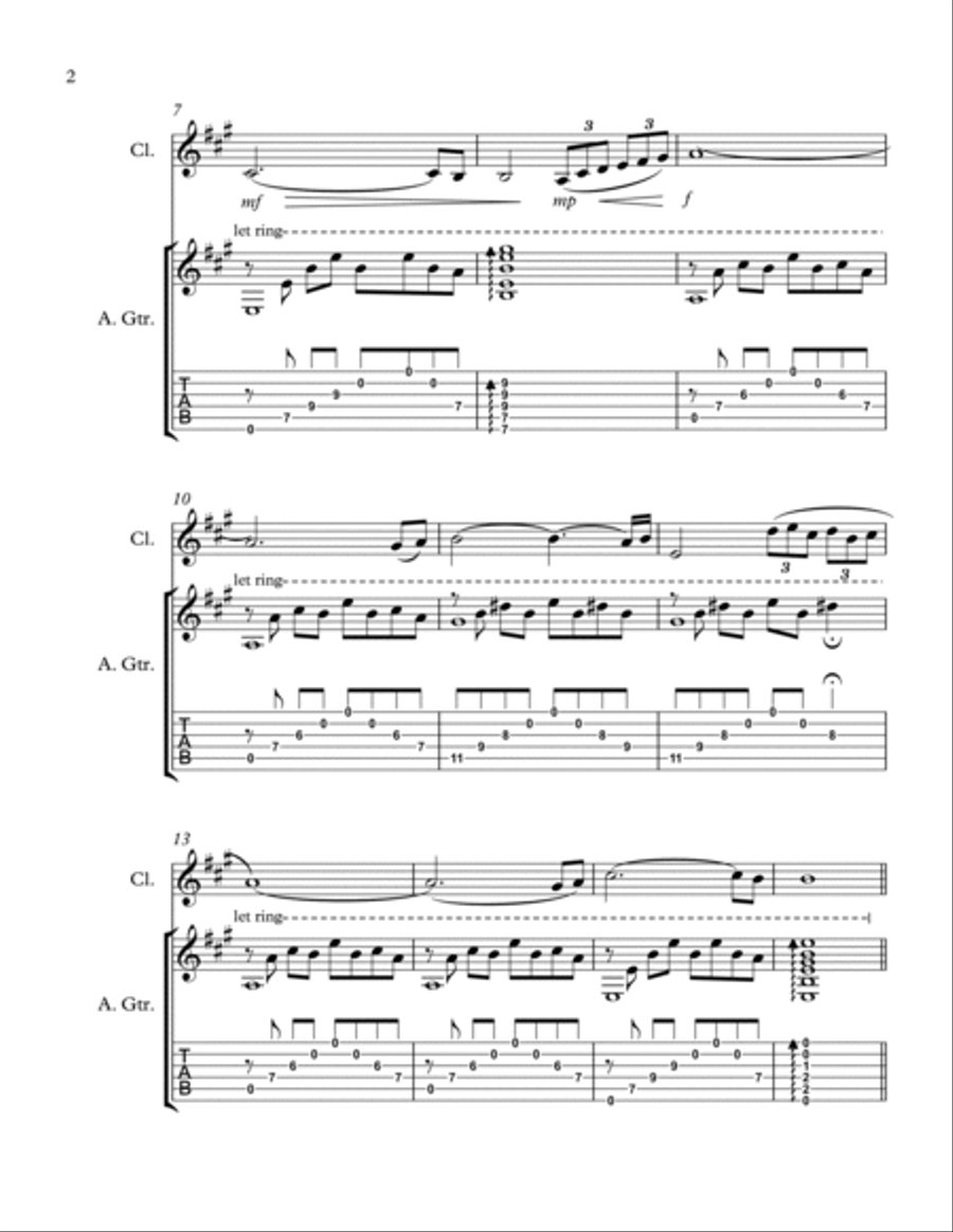 Thermals - for Guitar and Clarinet in A A Clarinet scores gallery preview page 2