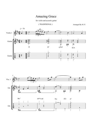 Amazing Grace For Violin And Acoustic Guitar