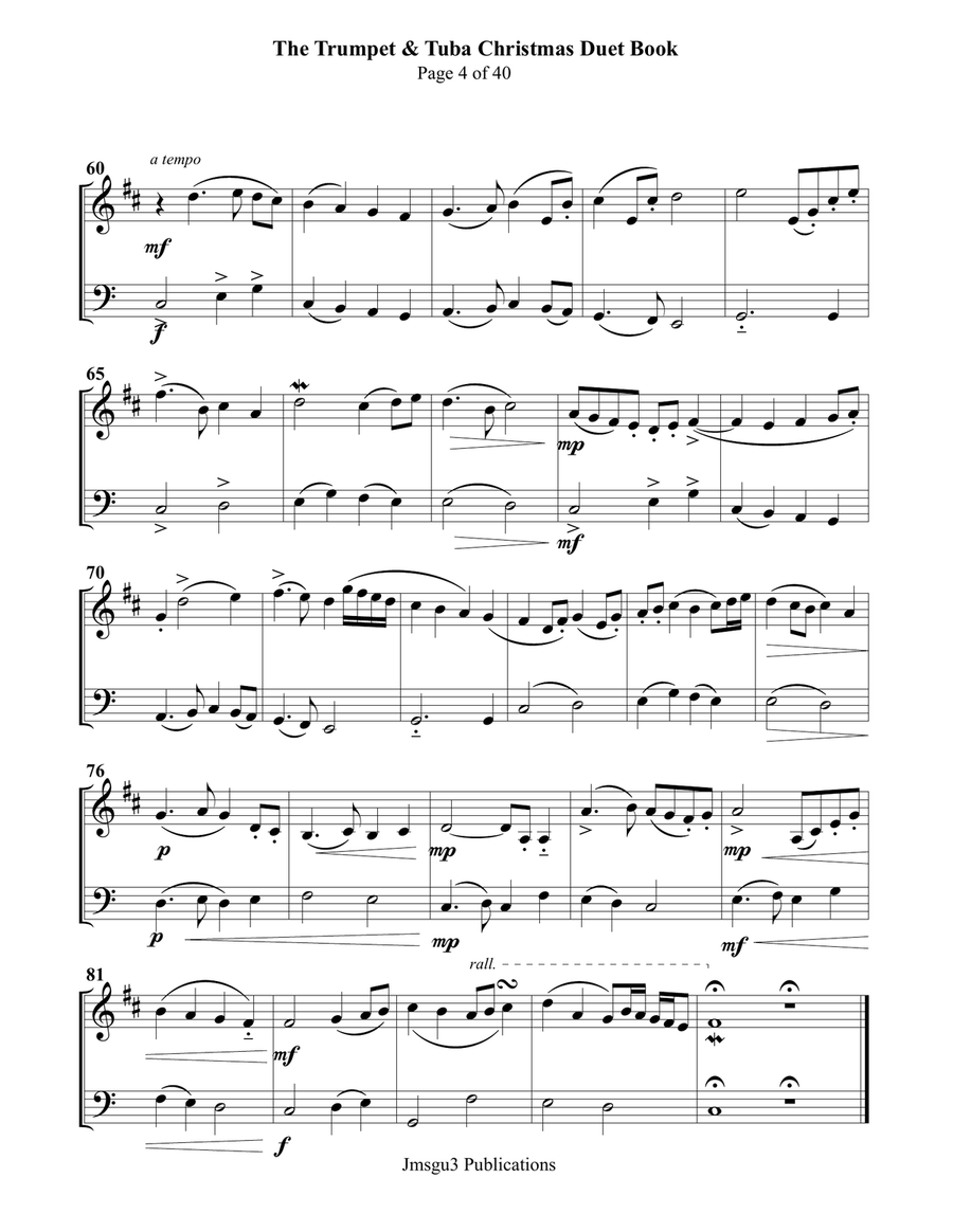 The Trumpet & Tuba Christmas Duet Book Brass Duet scores gallery preview page 4