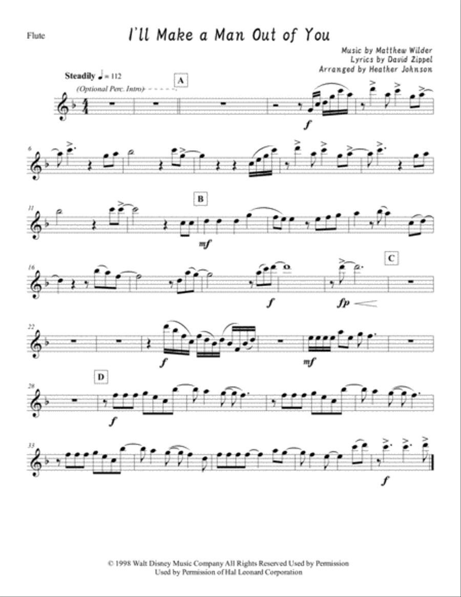 I'll Make A Man Out Of You Woodwind Quintet scores gallery preview page 6
