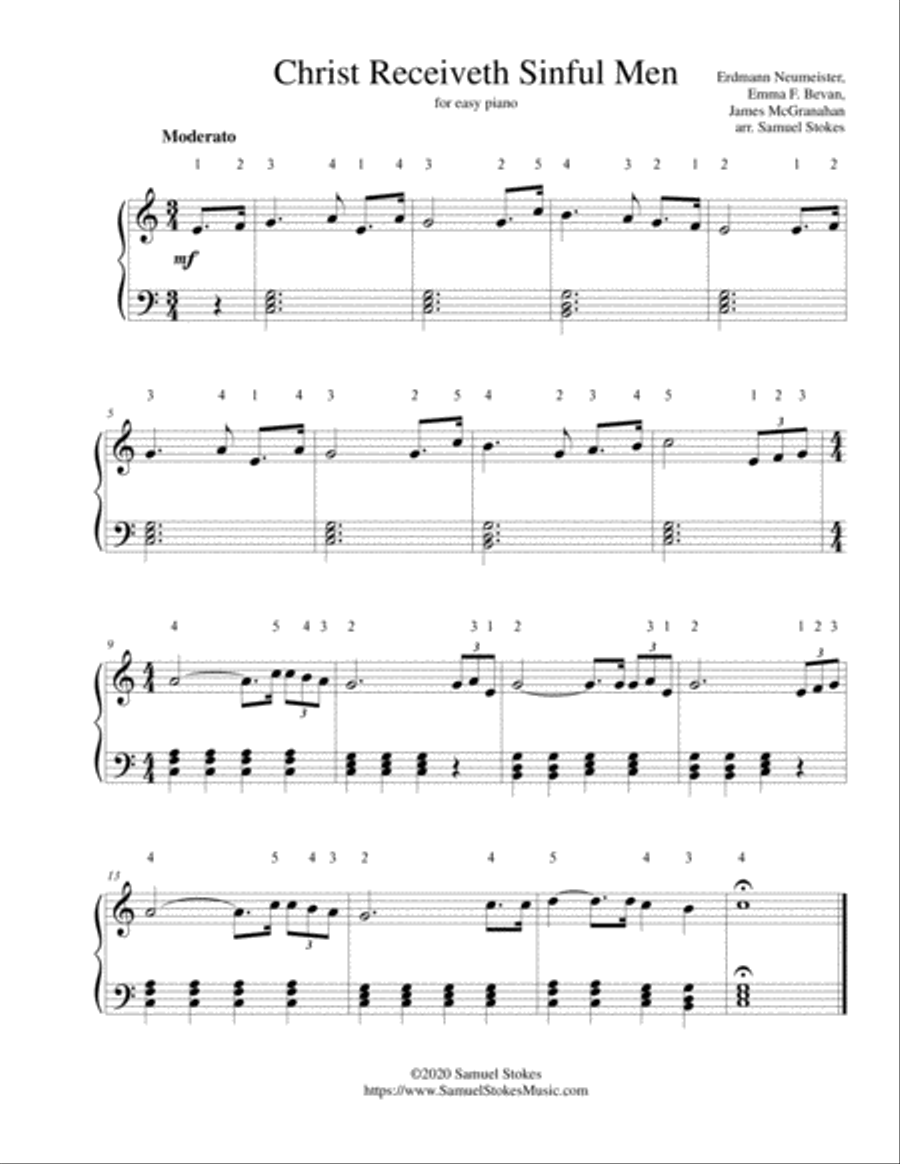 Christ Receiveth Sinful Men - for easy piano Easy Piano scores gallery preview page 1