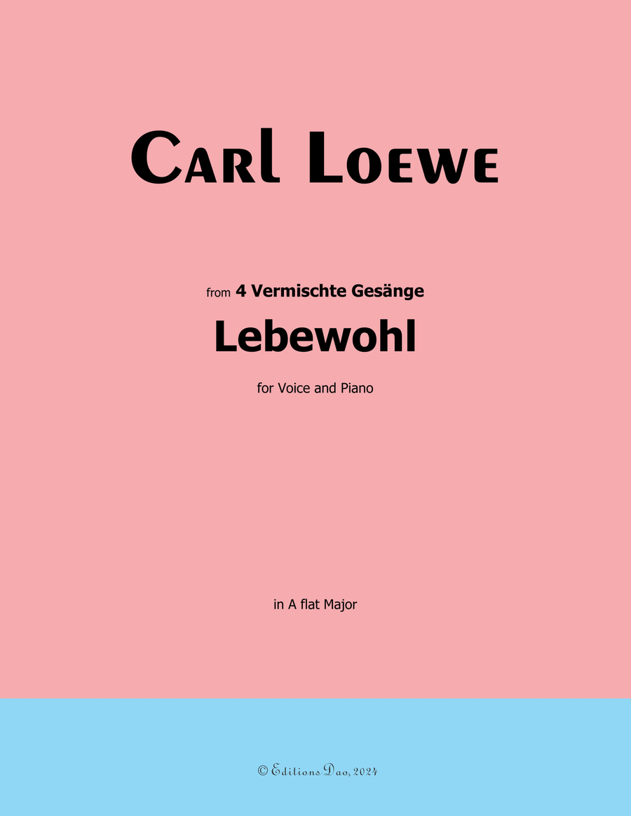 Lebewohl, by Carl Loewe, in A flat Major Piano, Vocal scores gallery preview page 1