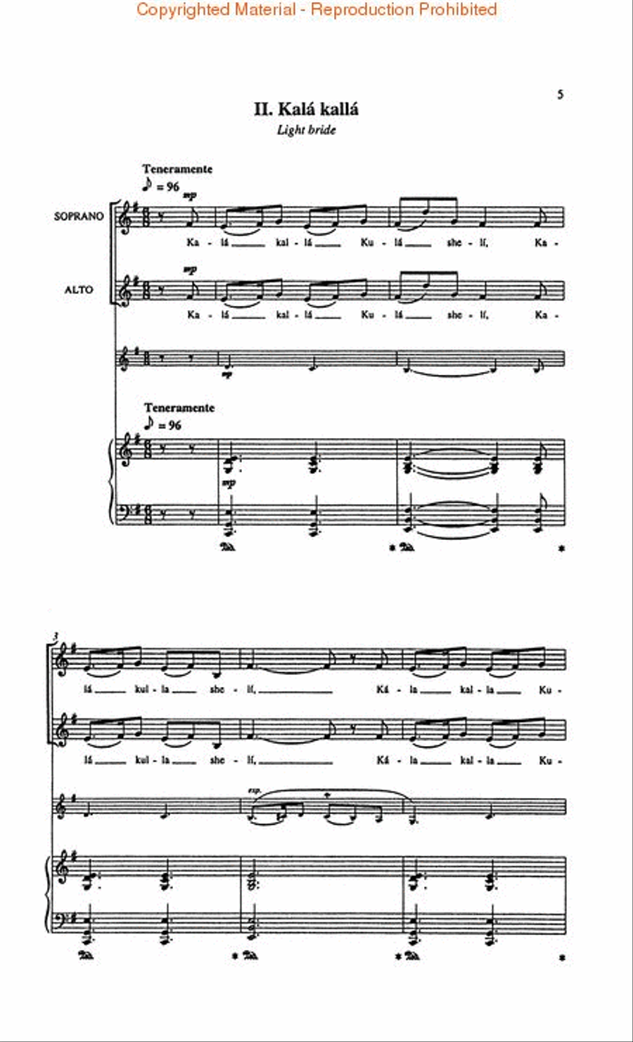 Five Hebrew Love Songs (SA) SA scores gallery preview page 3