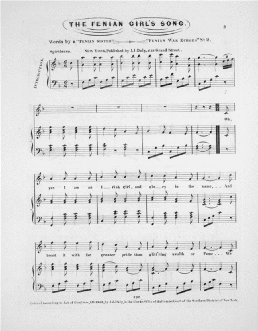 The Fenian Girl's Song 4-Part scores gallery preview page 2