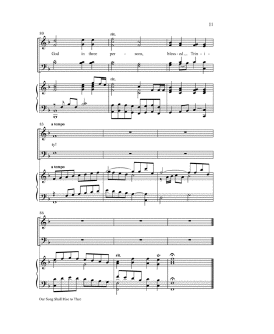 Our Song Shall Rise to Thee 4-Part scores gallery preview page 11