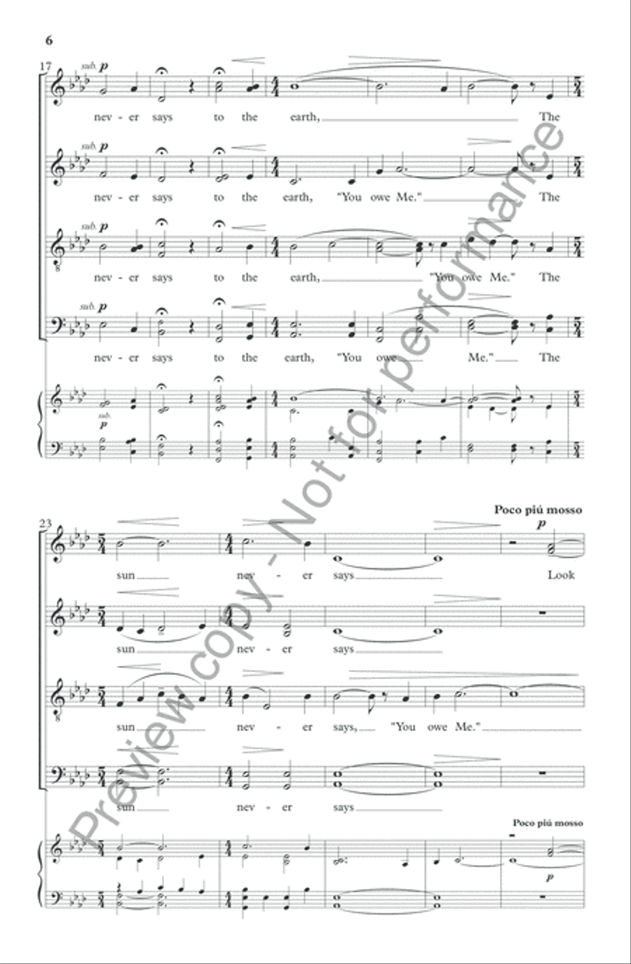 The Sun Never Says 4-Part scores gallery preview page 7