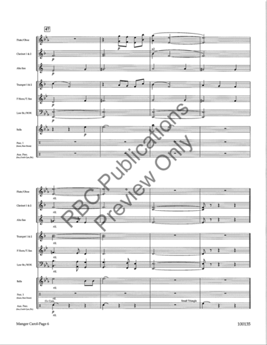 Manger Carol Fantasy On Away In A Manger (Score) Concert Band scores gallery preview page 8