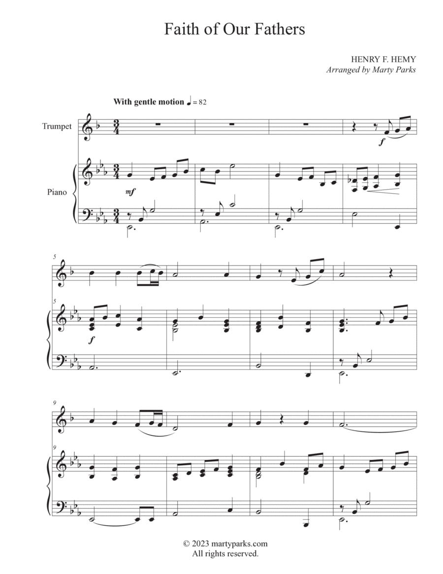 Faith of Our Fathers (Trumpet-Piano) Trumpet Solo scores gallery preview page 1