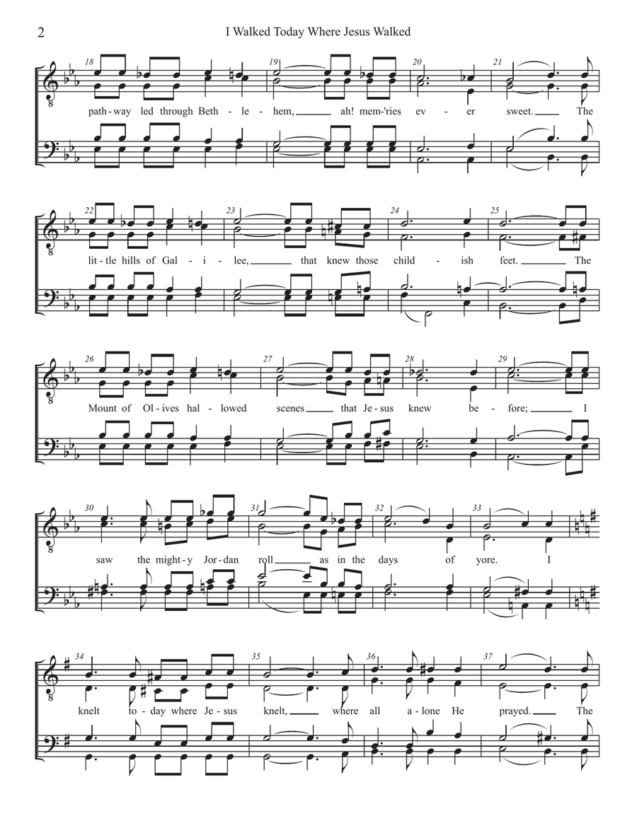 I Walked Today Where Jesus Walked TTBB scores gallery preview page 2