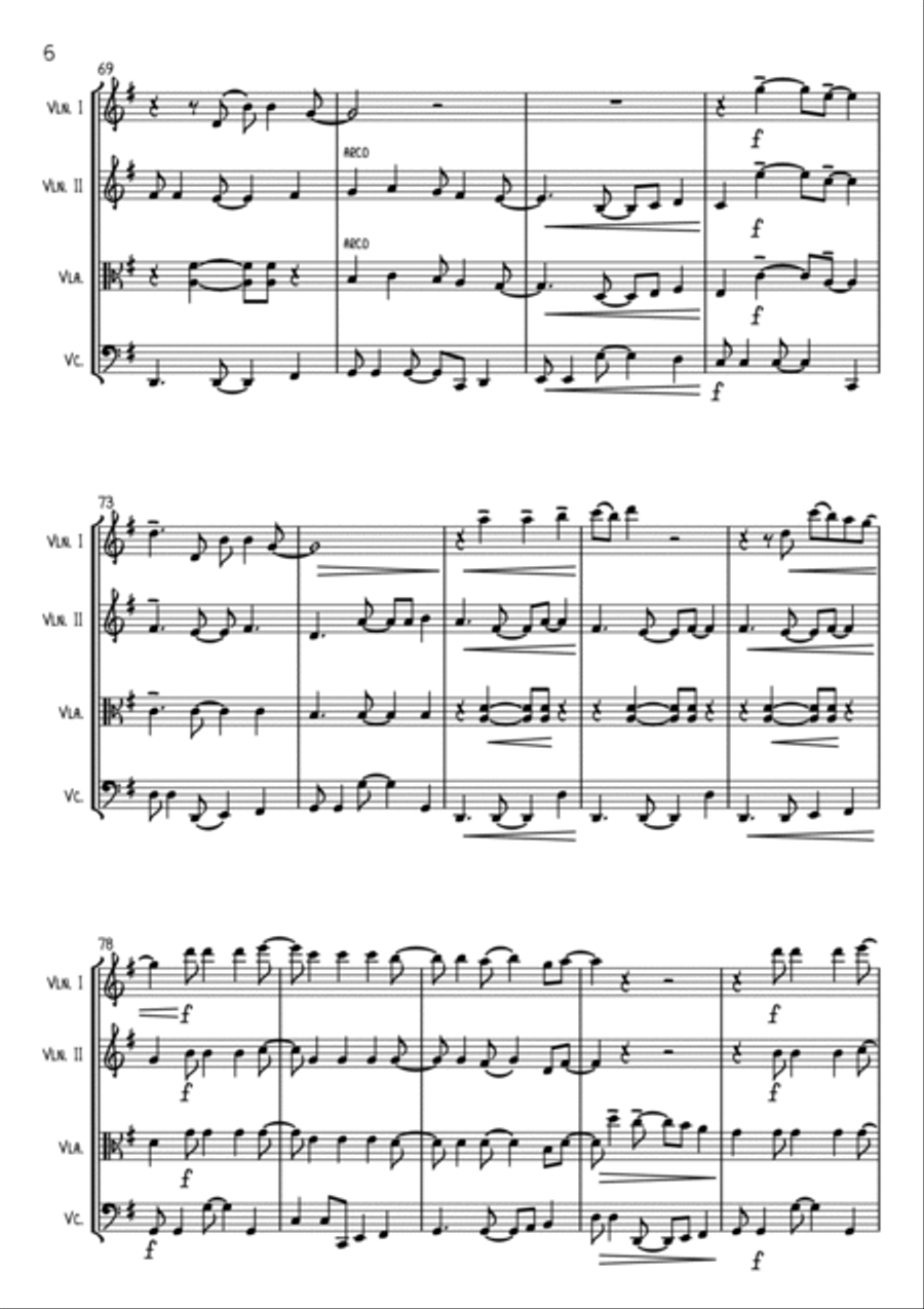 Brown Eyed Girl String Quartet scores gallery preview page 6