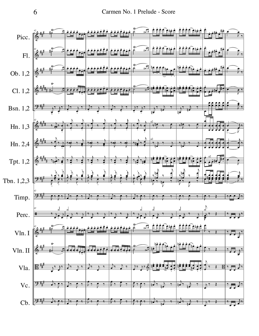 Prelude No. 1 from Carmen for Full Orchestra Full Orchestra scores gallery preview page 6