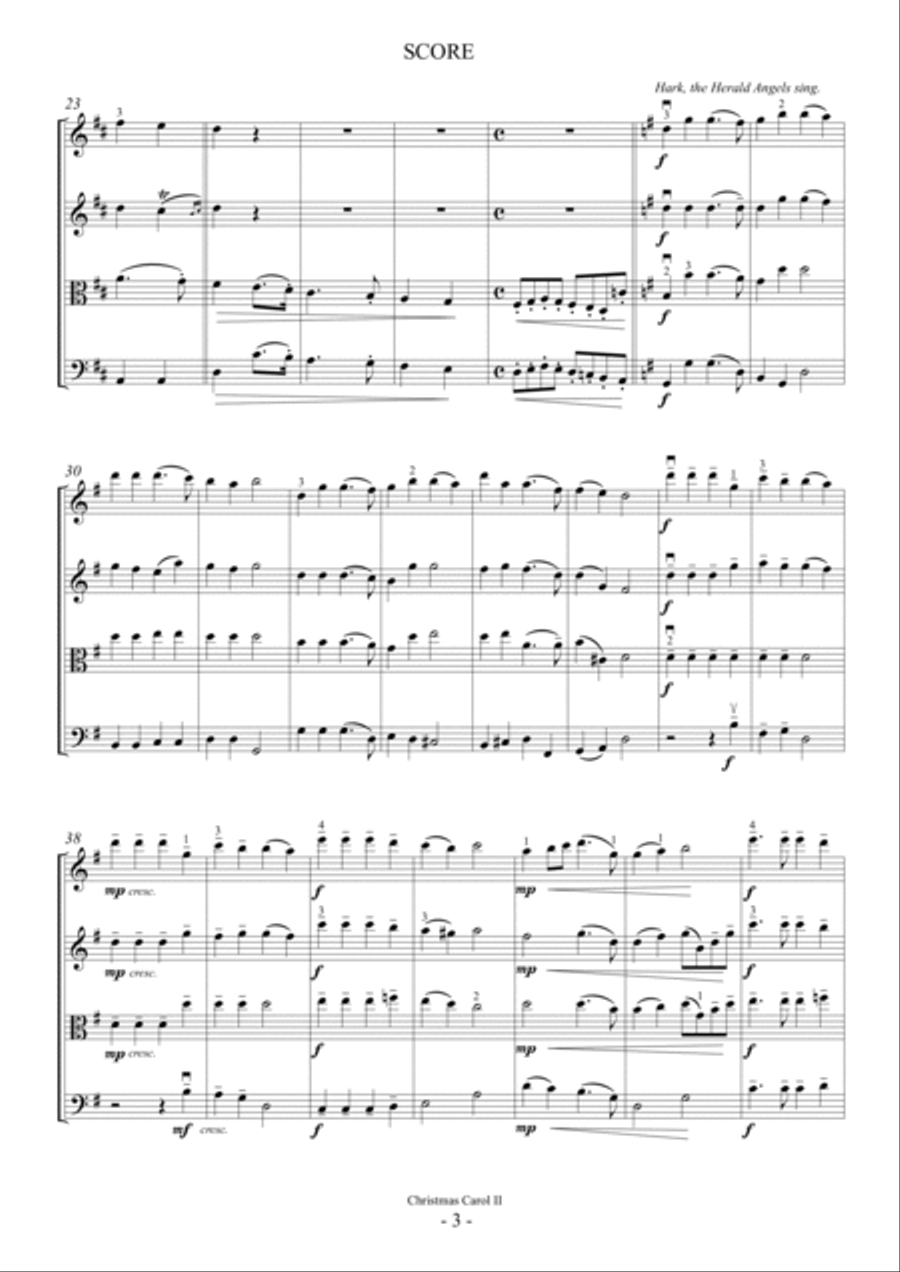 Christmas Carol Medley II (For String Quartet) String Quartet scores gallery preview page 3