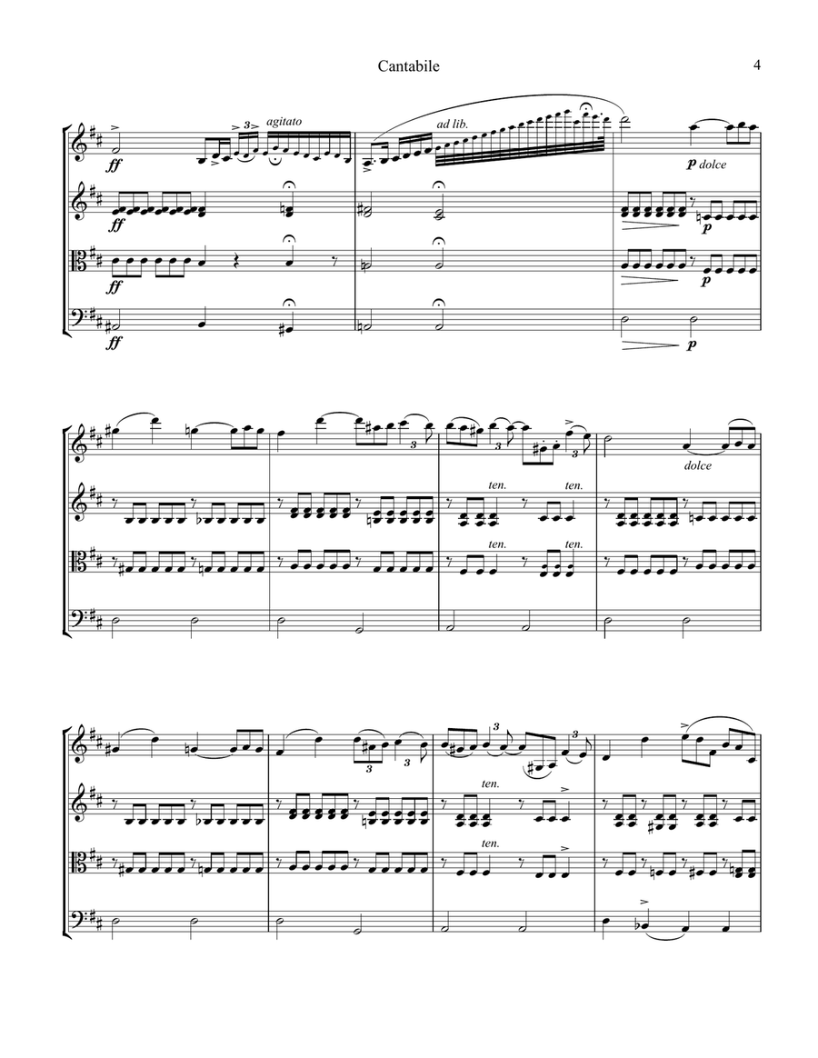 Cantabile Op. 17 for string quartet Cantabile Op. 17 for string quartet String Quartet scores gallery preview page 5