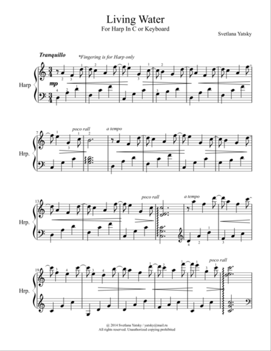 Living Water Harp scores gallery preview page 1