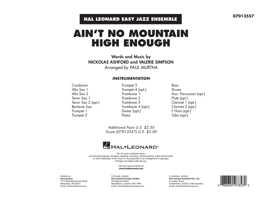 Ain't No Mountain High Enough (arr. Paul Murtha) - Conductor Score (Full Score) Jazz Ensemble scores gallery preview page 1
