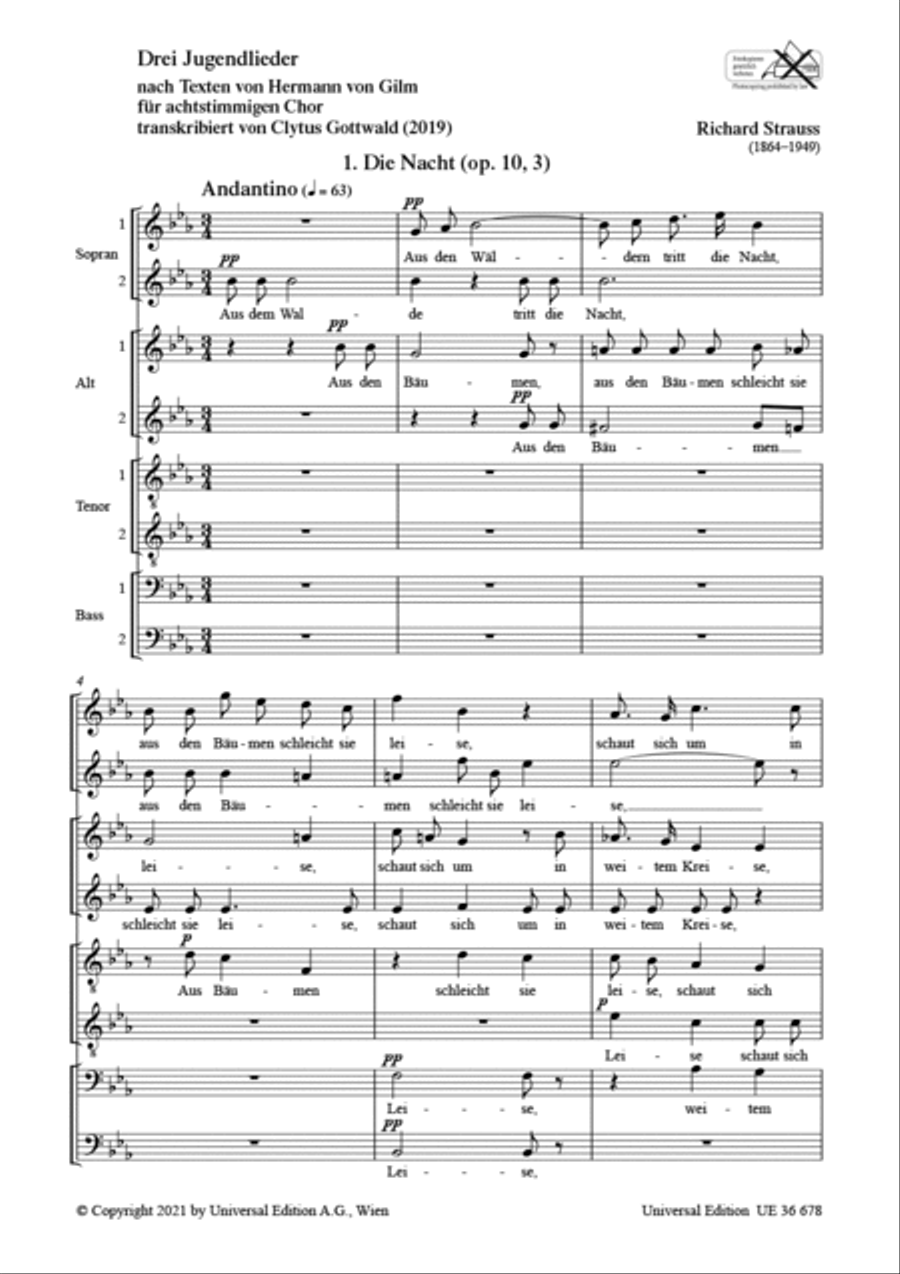 Drei Jugendlieder Drei Jugendlieder SSAATTBB scores gallery preview page 2