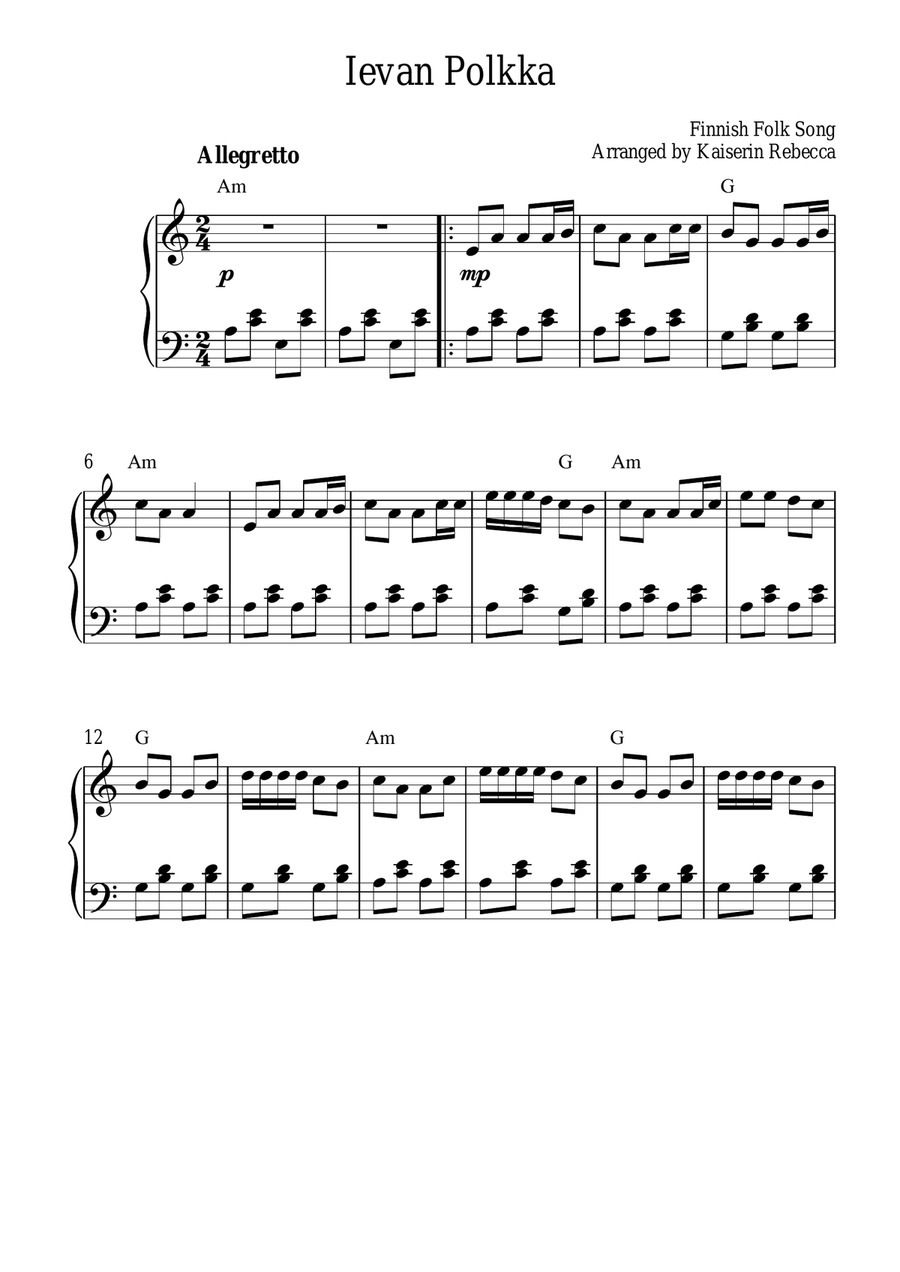 Ievan Polkka Ievan Polkka Piano Method scores gallery preview page 1