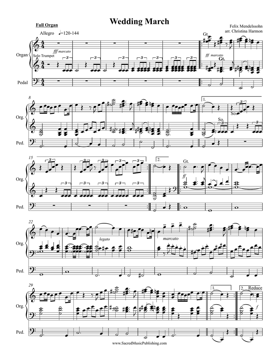 Mendelssohn - Wedding March - Organ Organ Solo scores gallery preview page 2