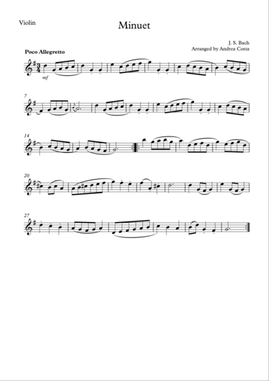 Minuet in G String Duet scores gallery preview page 2