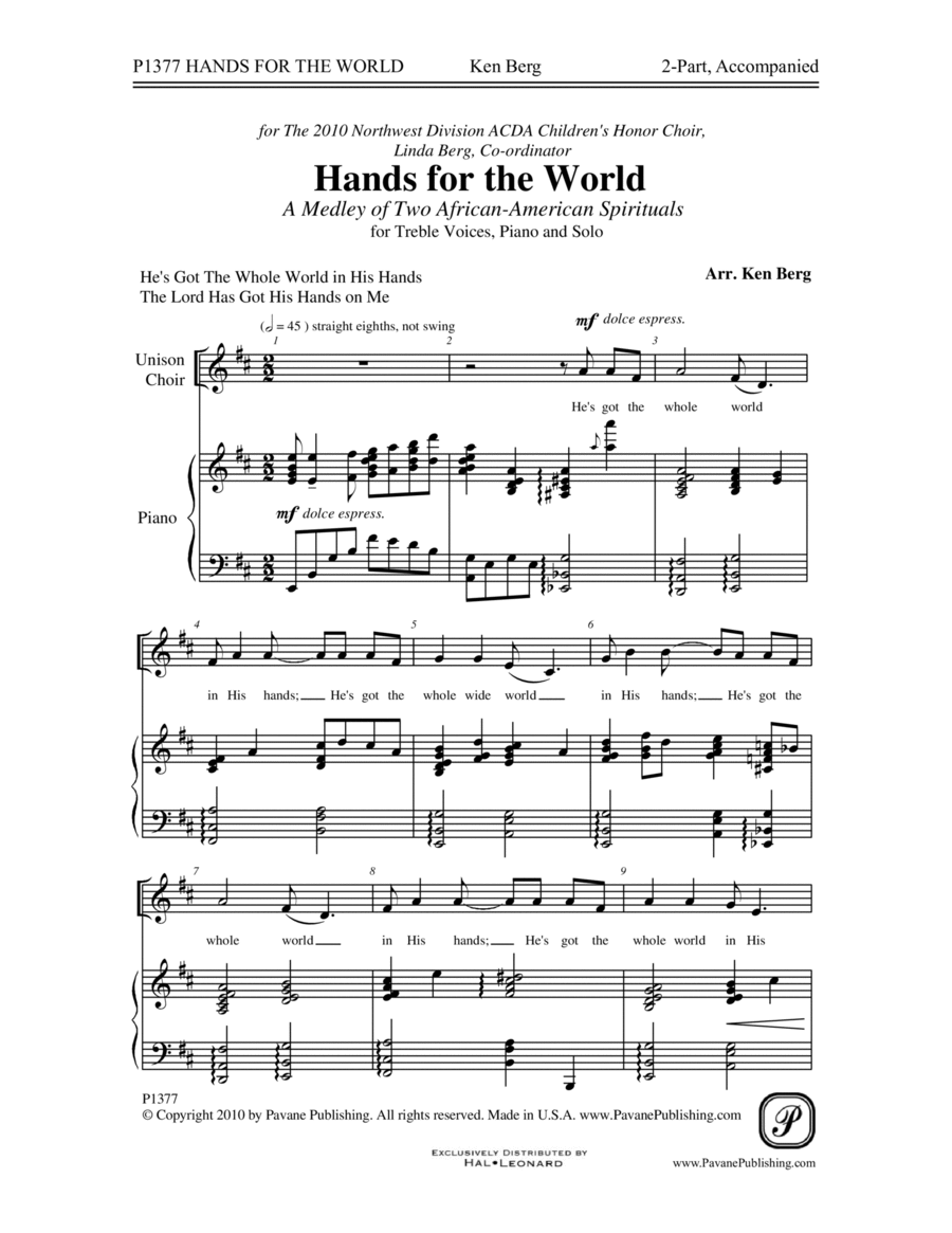 Hands For The World 2-Part scores gallery preview page 1