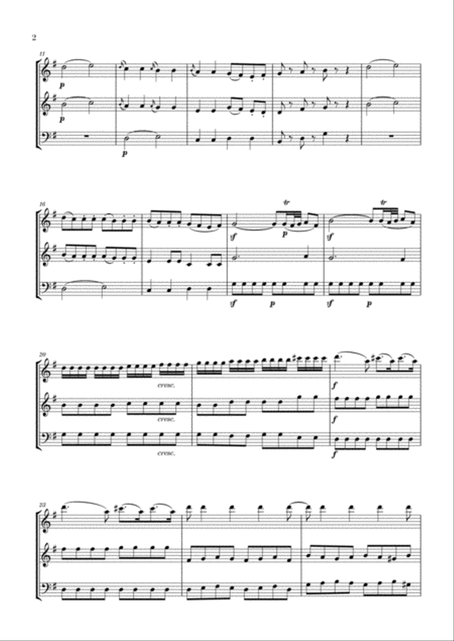 Eine Kleine Nachtmusik for Flute, Oboe and Cello Woodwind Ensemble scores gallery preview page 2