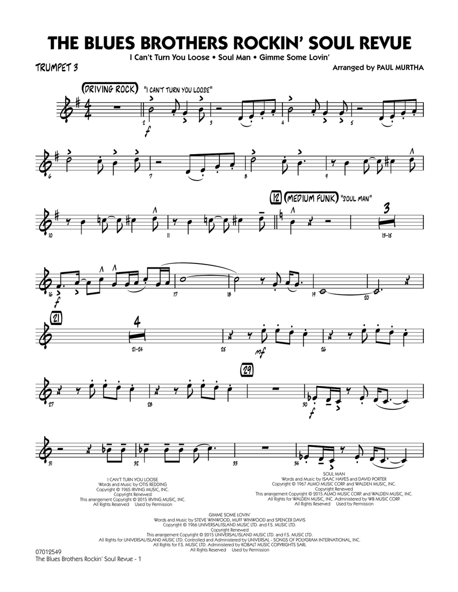 The Blues Brothers Rockin' Soul Revue - Trumpet 3 Jazz Ensemble scores gallery preview page 1