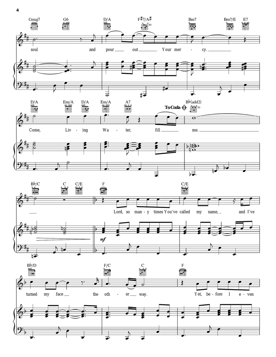 Living Water Piano, Vocal, Guitar scores gallery preview page 4