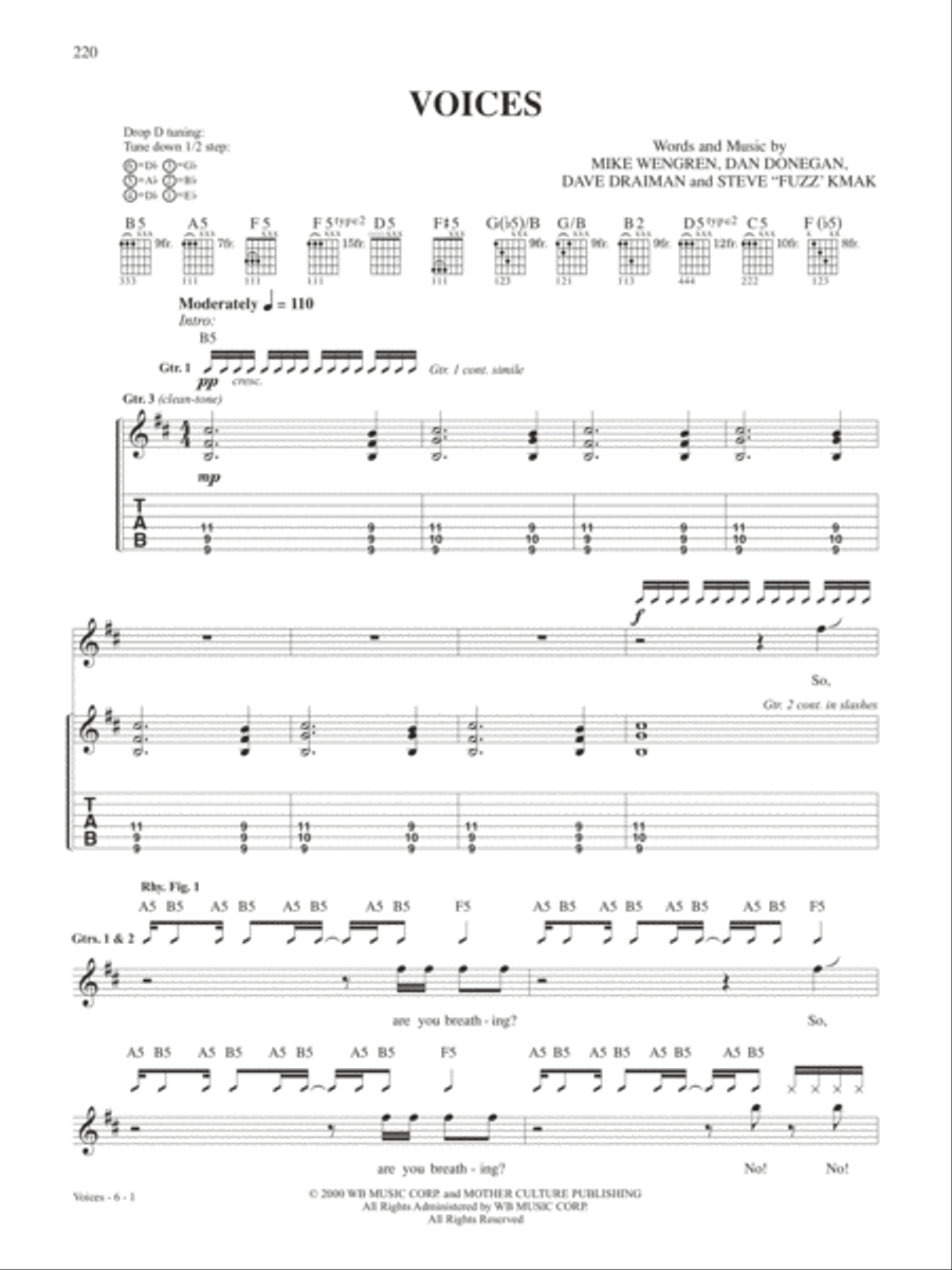 Voices Guitar Tablature scores gallery preview page 1