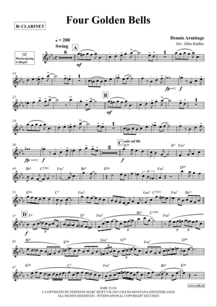 Four Golden Bells Clarinet Solo scores gallery preview page 2