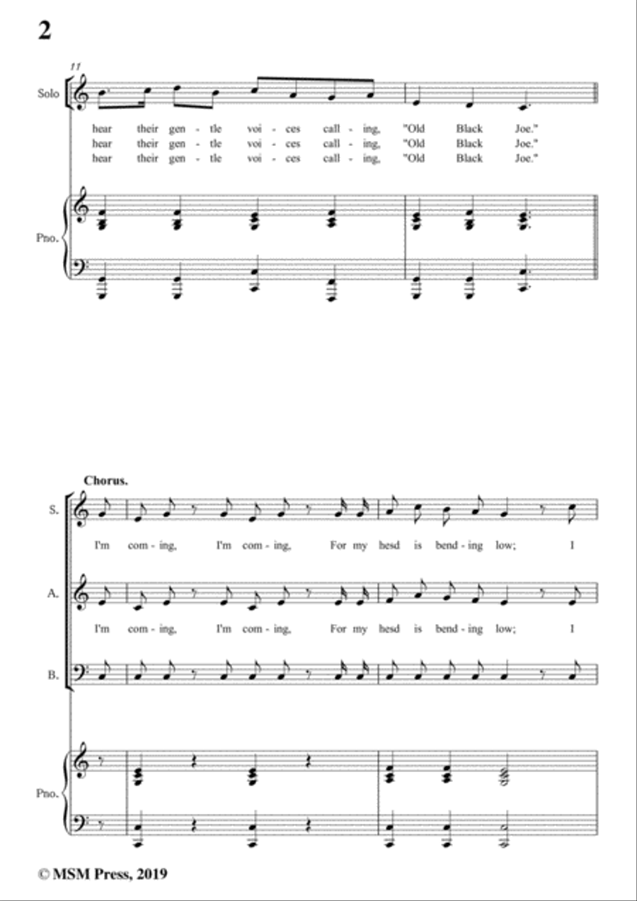 Stephen Collins Foster-Old Black Joe,in C Major,for Voice and Piano Voice Solo scores gallery preview page 4