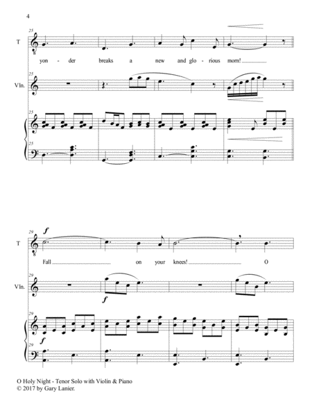 O HOLY NIGHT (Tenor Solo with Violin & Piano - Score & Parts included) image number null