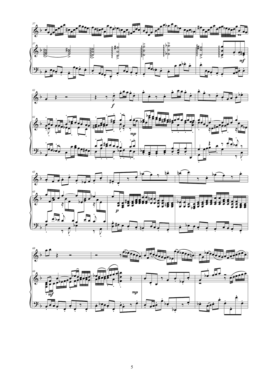 J.S.Bach - Concerto in D minor BWV 1059 for Flute and Piano Flute Solo scores gallery preview page 5