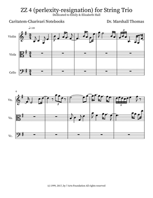 Book cover for ZZ 4 (perlexity-resignation) for String Trio