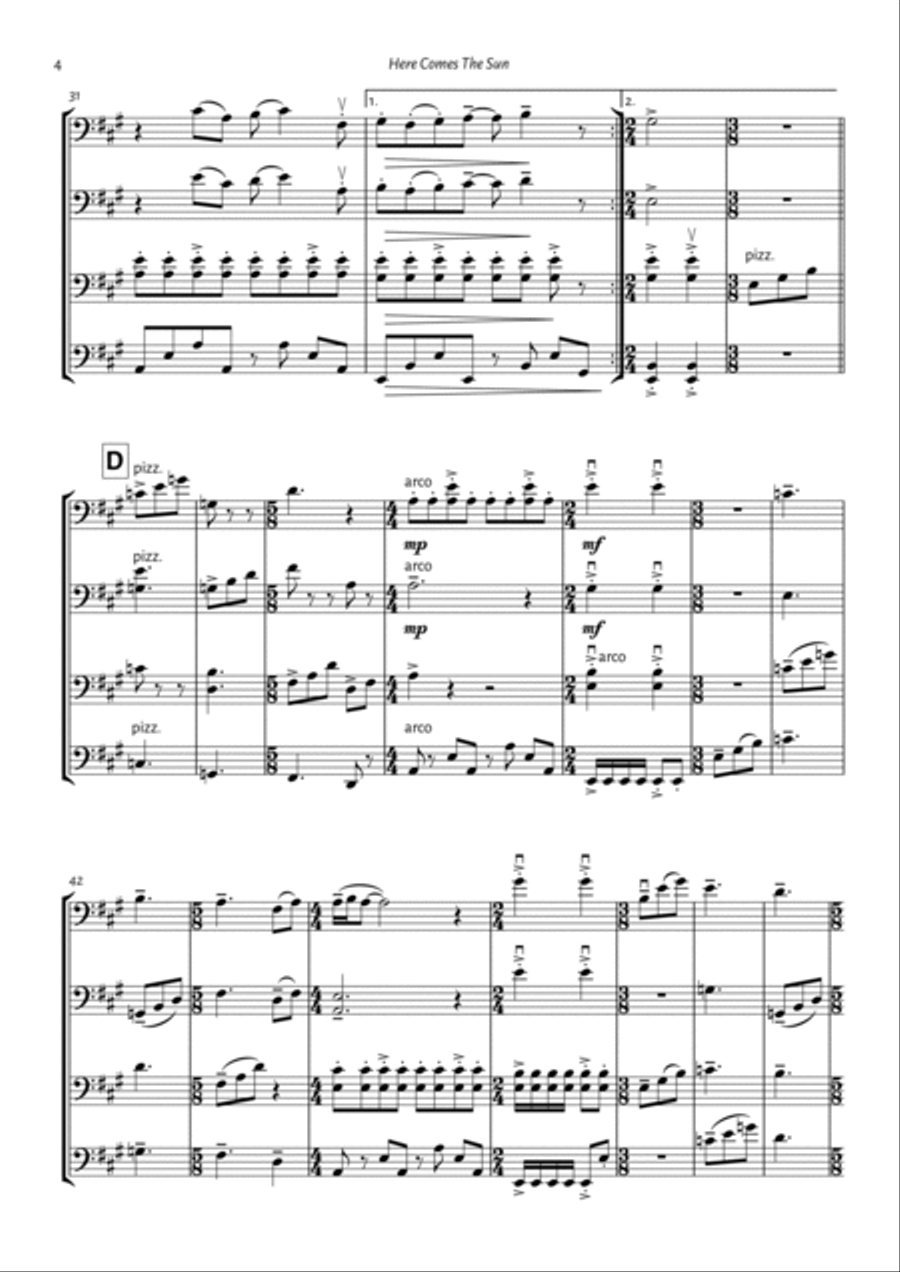 Here Comes The Sun Cello scores gallery preview page 4