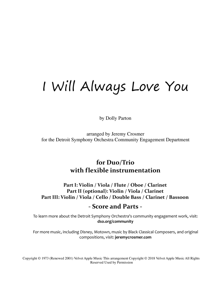 I Will Always Love You Bassoon scores gallery preview page 1