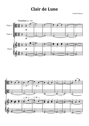 Book cover for Clair de Lune by Debussy - Viola Duet with Piano