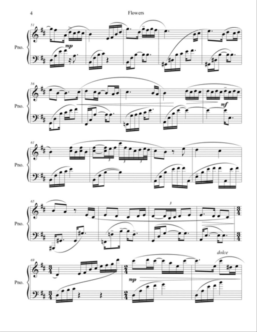 Flowers Flowers Piano Solo scores gallery preview page 4
