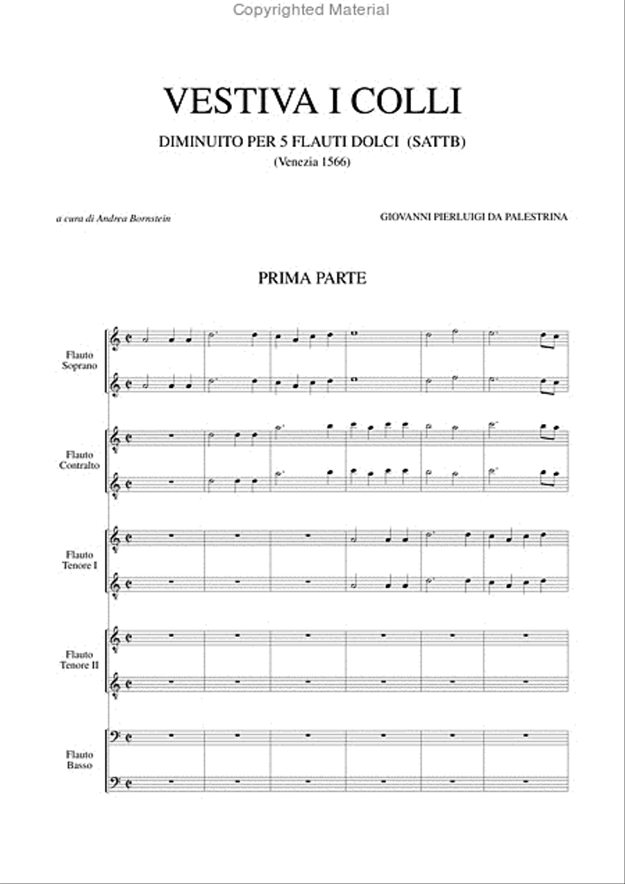 Vestiva i colli with Diminutions for 5 Recorders (SATTB) SATTB scores gallery preview page 2
