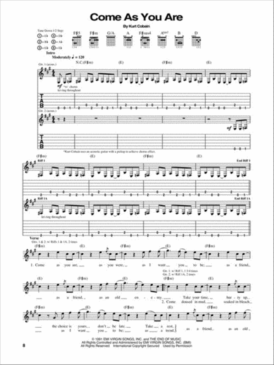 Nirvana – Unplugged in New York Electric Guitar scores gallery preview page 4