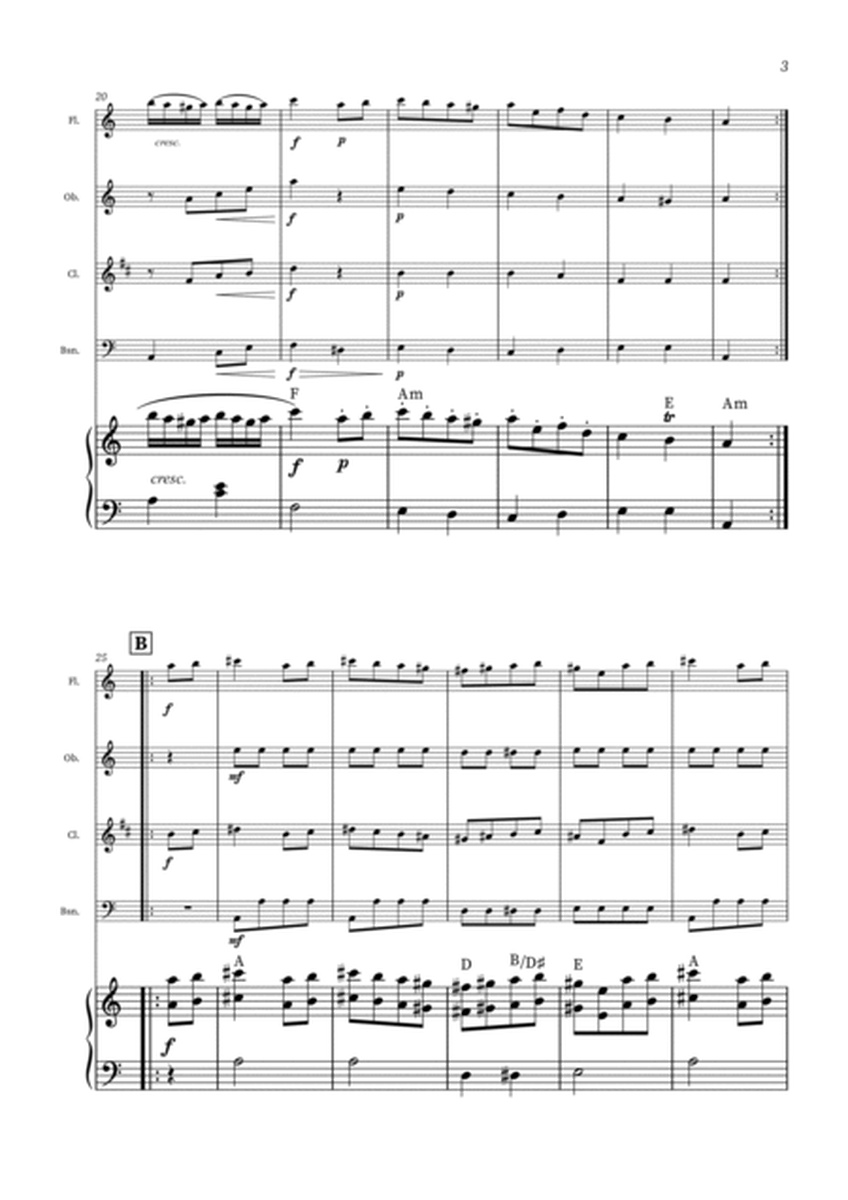Turkish March - Woodwind Quartet and Piano + CHORDS image number null