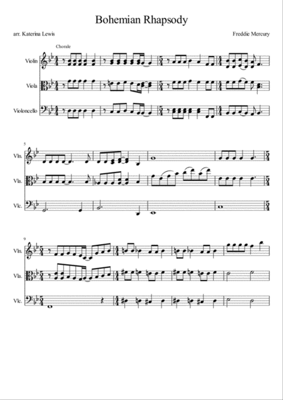 Bohemian Rhapsody String Trio scores gallery preview page 1