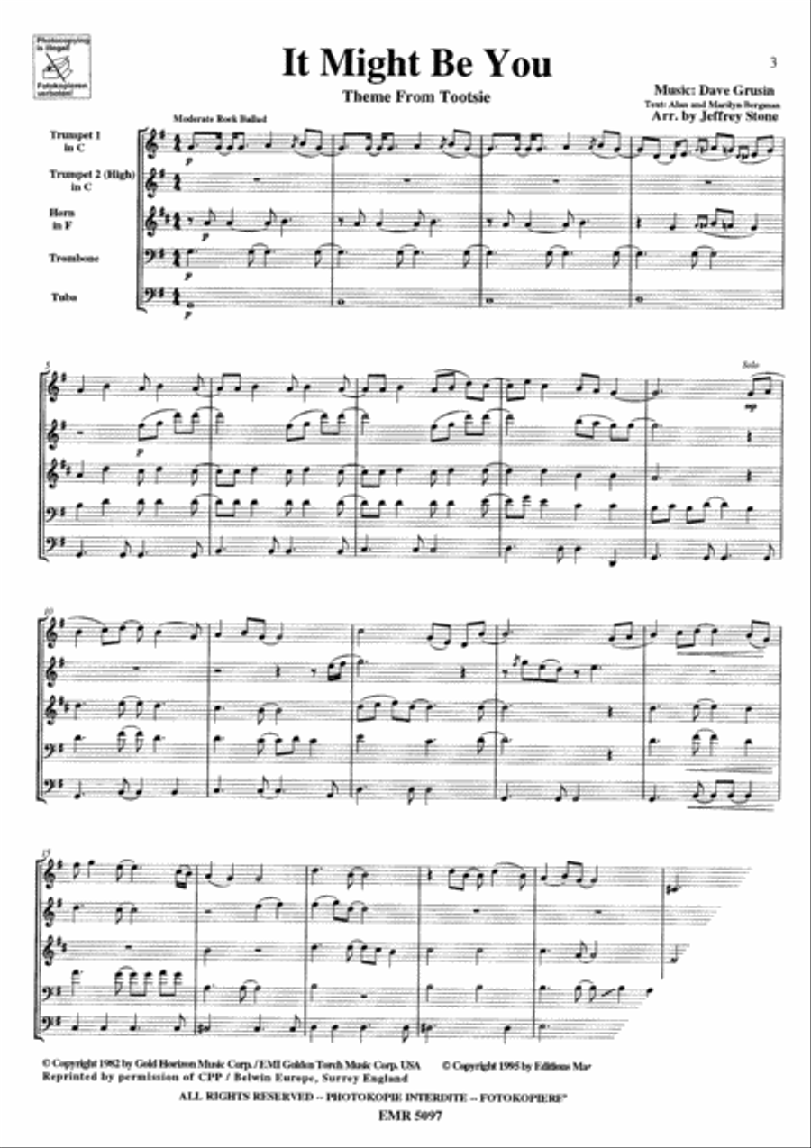 Theme from Tootsie Theme from Tootsie Brass Quintet scores gallery preview page 4