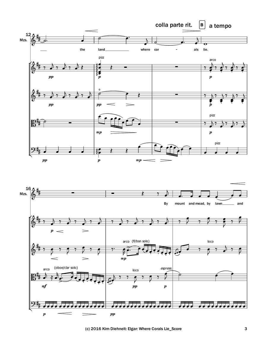 Elgar: Where Corals Lie from Sea Pictures (Arr. Voice and String Quartet) String Quartet scores gallery preview page 4