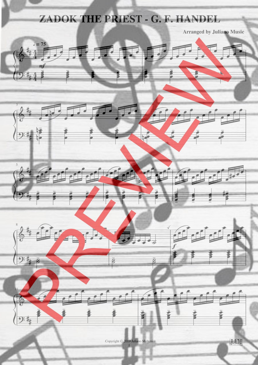 ZADOK THE PRIEST (EASY PIANO) - G. F. HANDEL Piano Method scores gallery preview page 2