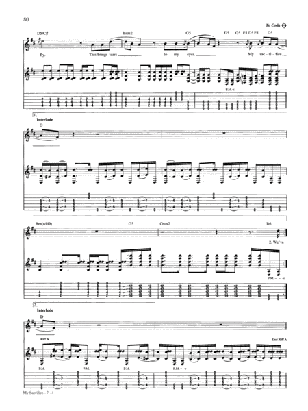 My Sacrifice Sheet Music | Creed | Guitar Tab