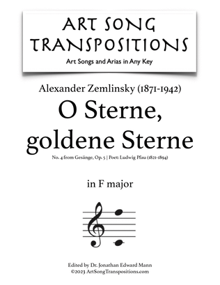 Book cover for ZEMLINSKY: O Sterne, goldene Sterne, Op. 5 no. 4 (transposed to F major)