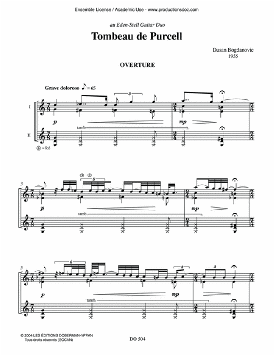 Tombeau de Purcell Classical Guitar scores gallery preview page 4