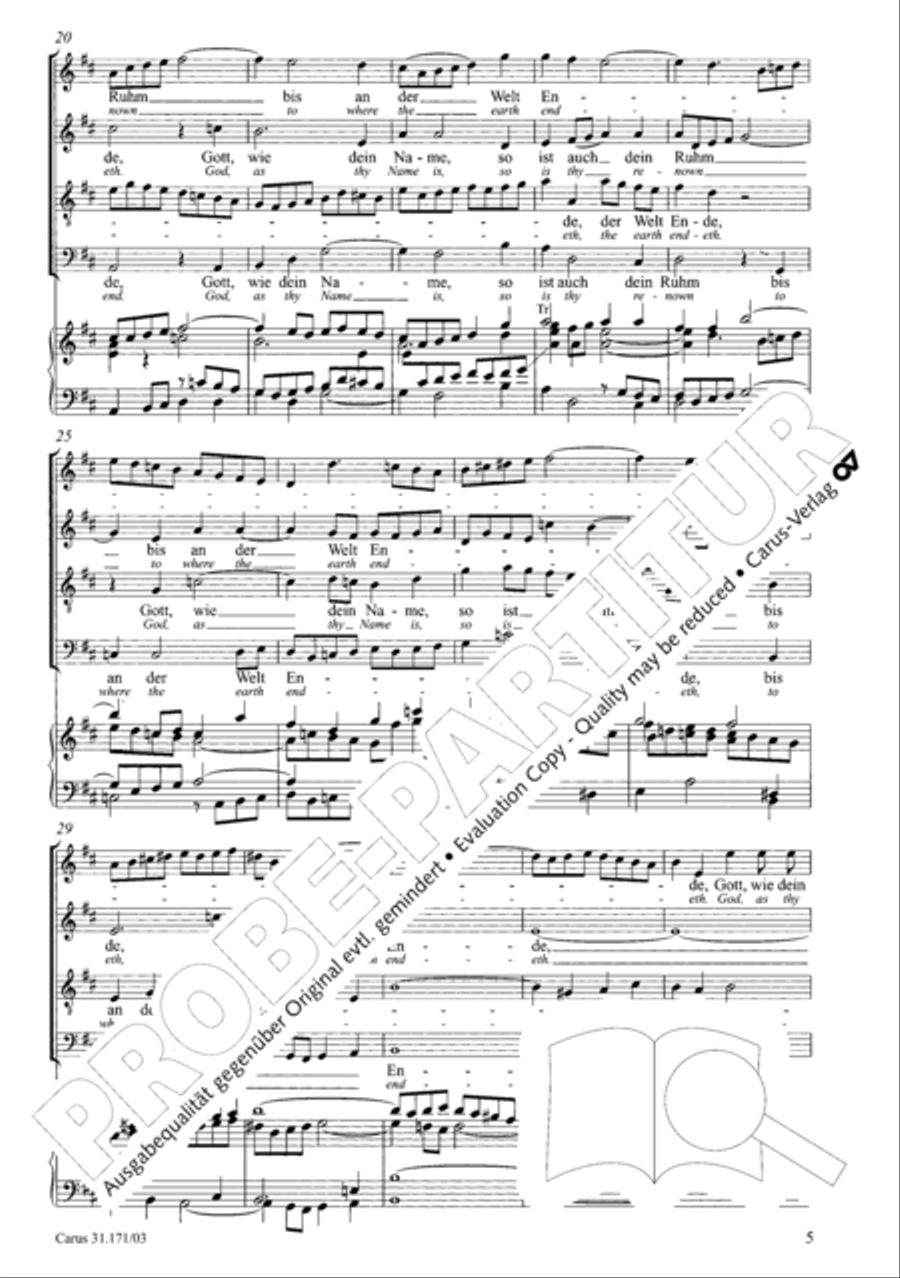 God, as thy name is, so is thy praise (Gott, wie dein Name, so ist auch dein Ruhm) 4-Part scores gallery preview page 6