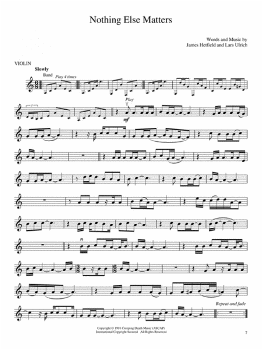 Best of Metallica for Violin Violin Solo scores gallery preview page 4